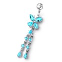 Nombril papillon pendant cristal argent 925