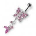 Nombril papillon pendant ajouré argent 925