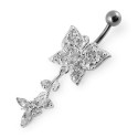 Nombril papillon pendant ajouré argent 925