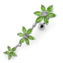 Piercing Nombril Inversé 3 Fleurs Pendantes Argent 925