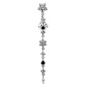 Nombril inversé fleur pendant long argent 925