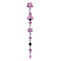 Nombril inversé fleur pendant long argent 925