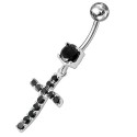 Nombril croix pendant cristal argent 925