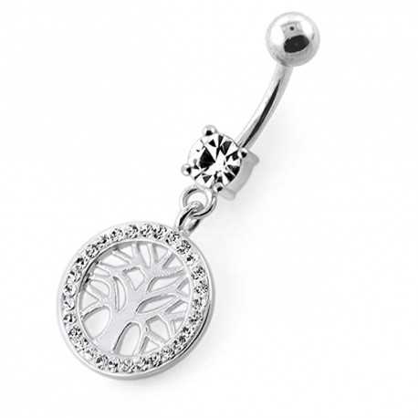 Nombril Arbre de Vie Cristal Argent 925