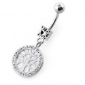 Nombril acier arbre de vie cristal 
