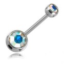 Piercing Nombril Boule Cristal Acier + Boule du Dessus