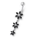 Nombril 3 Petites Fleurs Pendante Argent 925