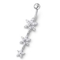 Nombril 3 Petites Fleurs Pendante Argent 925