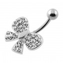 Piercing nombril noeud cristal blanc argent 925