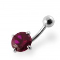 Piercing Nombril Boule Cristal Acier + Boule du Dessus