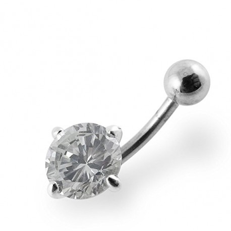 Piercing Nombril Boule Cristal Acier + Boule du Dessus