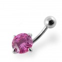 Piercing Nombril Boule Cristal Acier + Boule du Dessus