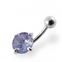 Piercing Nombril Boule Cristal Acier + Boule du Dessus