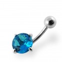 Piercing Nombril Boule Cristal Acier + Boule du Dessus