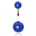 Piercing Nombril Boule Cristal Acier + Boule du Dessus