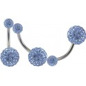 Piercing Nombril Titane G23 Boule Cristal + Boule du Dessus