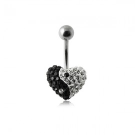 Nombril titane G23 coeur cristal yin yang