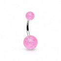 Piercing Nombril Boule Cristal Acier + Boule du Dessus