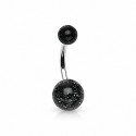 Piercing Nombril Boule Cristal Acier + Boule du Dessus