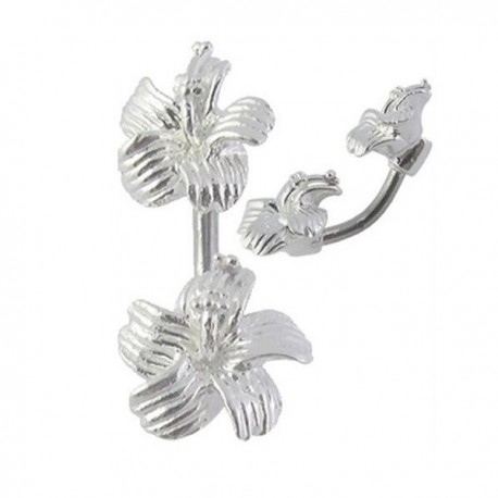 Nombril 2 fleurs argent 925