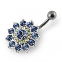 Nombril grosse fleur cristal argent 925