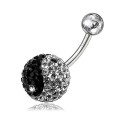 Nombril titane G23 cristal grosse boule yin yang