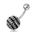 Nombril titane G23 cristal grosse boule point noir et blanc