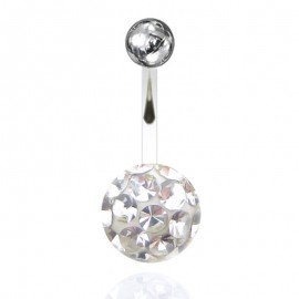 Nombril boule cristal recouverte de resine + boule du dessus