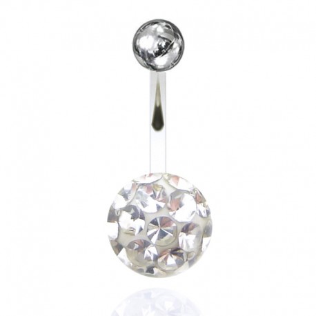 Nombril boule cristal recouverte de resine + boule du dessus