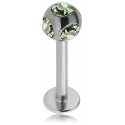 Labret Boule Multi Cristal Noire Anodisé