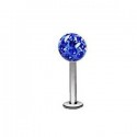 Piercing Labret Acier Boule Cristal Recouverte de Résine