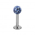 Piercing Labret Acier Boule Cristal Recouverte de Résine