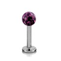 Piercing Labret Acier Boule Cristal Recouverte de Résine