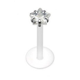 Labret bioflex cristal etoile serti en argent 925