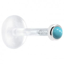 Labret Perle Turquoise Argent 925 Tige Bioflex