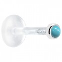 Labret perle turquoise argent 925 tige bioflex