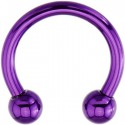 Labret anneau fer à cheval boule violette acier