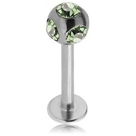 Labret Boule Multi Cristal Noire Anodisé