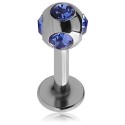 Labret Boule Multi Cristal Noire Anodisé