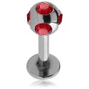 Labret Boule Multi Cristal Noire Anodisé