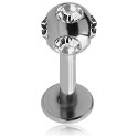 Labret Boule Multi Cristal Noire Anodisé