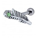 Helix acier plume avec cristal vert