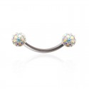 Piercing Arcade Acier Boule Cristal blanche Recouverte de Resine