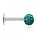 Piercing Labret Acier Boule Cristal Recouverte de Résine