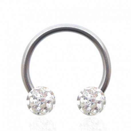 Piercing Labret Anneau Acier Fer à Cheval Boule Cristal Recouverte de Résine