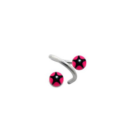 Piercing Labret Anneau Acier Spiral Boule Etoilé