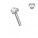 Nez cristal coeur serti argent 925