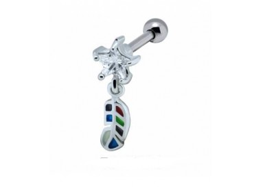 Helix pendant etoile cristal et plume argent 925