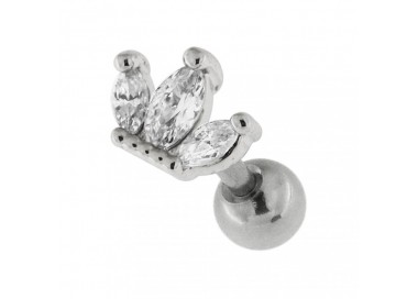 Tragus acier couronne cristal