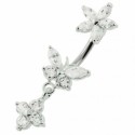 Nombril fleur avec papillon argent 925